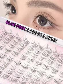 80pcs Eyelash Extension Clusters, No Glue Needed, Suitable For Dates, Transparent & Natural Fluffy Appearance, Glue-Free Eyelash Clusters - C - View 3
