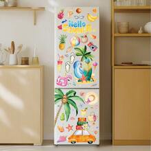 1 Set Of 4 Summer Theme Window Stickers, Includes Palm Tree, Car, Fruit Patterns, Removable Static Cling Glass Decals, Suitable For Bedroom, Living Room, Balcony And Display Window Decoration - Beach - View 7
