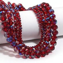 1 buah Manik Abacus Berfaset, Manik Kristal Pipih, Manik Lepas Aneka Warna, Manik Modis, Berwarna-warni, Lucu, Berlapis Elektroplating, Serbaguna, Cocok untuk DIY, Gelang, Kalung, Pembuatan Perhiasan, Tali Ponsel, Gantungan Kunci - Merah transparan semi-elektroplating - View 4