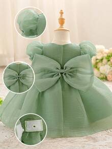 Đầm công chúa tay phồng, nơ to, họa tiết ngôi sao bằng vải lưới dễ thương cho bé gái, thích hợp dự tiệc sinh nhật, đám cưới, tiệc tùng, dã ngoại, kỳ nghỉ. Không bao gồm băng đô cài tóc. - màu xanh lá - Xem 6