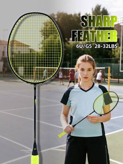 SALYWEE SHARP FEATHER | Pro Badminton Racket | T700 Pro Full Carbon | 6U Hyper Carbon 28-32lbs Pre-Strung | 305mm Balanced Attack | Dual-Color Frame | Speed Cone Reduces Wind Resistance By 15% | Free Bag & Accessories
