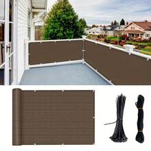 Coffee Brown Privacy Screen, Balcony Wind Shield Privacy Net With Grommets, Breathable UV Resistant Fabric For Patio Balcony Hallway Yard - Multiple Styles - View 7