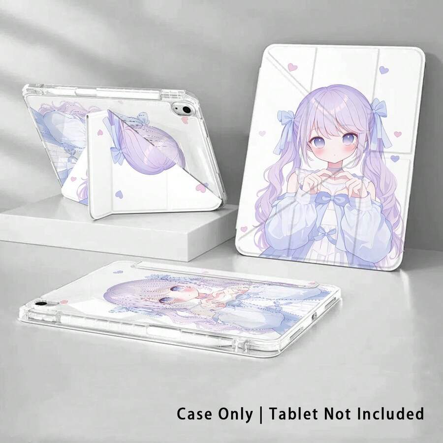 Ốp bảo vệ máy tính bảng bằng acrylic pha lê có chân đế, phù hợp với A9/A9+/S9/S9FE/A11/A11+/S11/S10 FE/S10 FE+/S10 Lite và các dòng máy phổ biến khác, họa tiết cô gái hoạt hình dễ thương và trái tim, cũng tương thích với Apple A16 2025, Air 11/13, M3 2025, Mini 7 A17, Pro 2024, Air 11/13, M2 2024, Pro 11/13 và các dòng máy phổ biến khác, có thể gập lại và chống cong vênh. - Nhiều màu - Xem 1