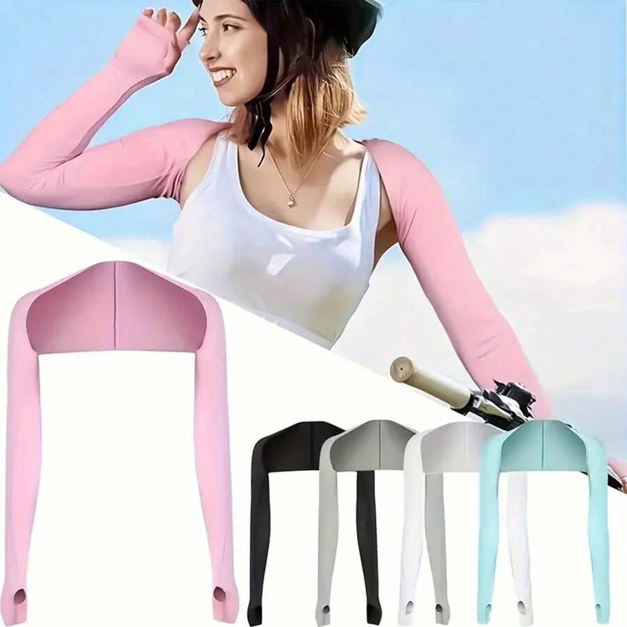 1pc Ultra-Breathable Ice Silk UV Protection Arm Sleeves - Outdoor Sports Sun Block - Durable Long Cooling Gloves