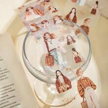 1 Roll Of Die-Cut PET Tape, Romantic Bohemian Series Vintage Style Hand-Painted Illustration Stickers For Scenery Decoration, Suitable For Albums, Scrapbooks, Notebooks, Cups And Tablets, Size: 5cm X 200cm, Essential For Students Back To School Season - 1 Roll - View 6