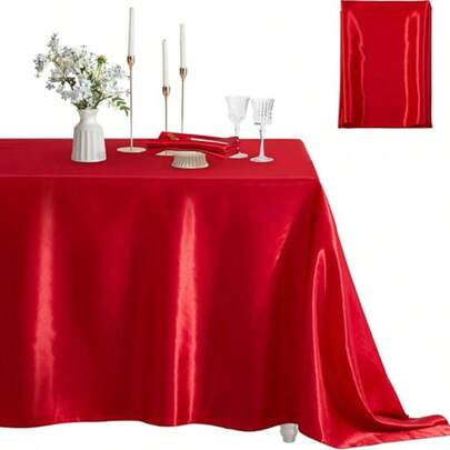 1pc 57.87*120.08inch Solid Color Woven Elegant Tablecloth, Rustic Dinner Style, Couple Date, Graduation Ceremony, Catering Decor, Casual Minimalist Decoration