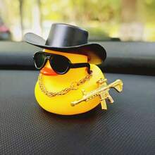 1pc Yellow Decorative Rubber Duck Car Dashboard Decor, Perfect Car Gift For Friends, Cute And Fun Little Yellow Duck - Yellow - View 2