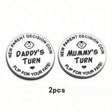 【趣味硬币】1枚/2枚装 新手爸妈趣味决定硬币 | 双面不锈钢 | “轮到新爸爸了”翻转设计，带心形图案 | 送给准爸妈的礼物 | 准妈妈派对或怀孕公告礼物 - 紀念幣 - 查看 8