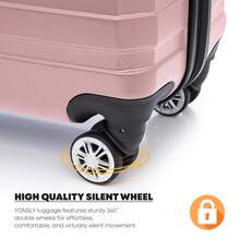 YONSLY Large Suitcase 20/24/28 Inches With Combination Lock 4 Wheels 360° Mesh Pocket Double Maintenance Zipper Soft Rubber Handle Travel Suitcase - Rose Gold - View 4