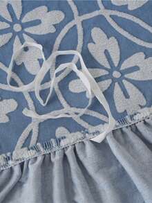 Vỏ bọc ghế sofa bằng vải nhung jacquard với viền chân váy co giãn, chất liệu sợi polyester đơn giản và hiện đại, phù hợp cho phòng khách và gia đình. - Xanh và trắng - Xem 10