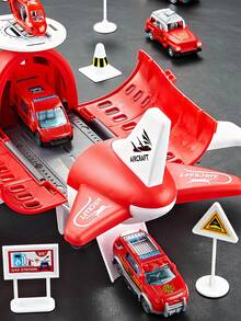 Airplane Toy With Small Car, 7-In-1 Aerial Fire Brigade With Scene Training Map And Fire Safety Warning Signs, Role Play, Perfect Holiday And Birthday Gift For Boys And Girls Aged 3+, Small Figure Airplane Toy - Multicolor - View 6