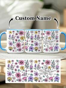 1pc 11oz/15oz Custom Mother's Day Name Mug, Personalized Coffee Cup With Printed Name. The Wrap-Around Pattern On The Mug Can Be Customized With Up To 8 Children Holding Their Mother's Hand. This Mother-Themed Mug With Floral Elements Is An Ideal Gift For Mom And A Unique, Thoughtful Present - 款式9 - 查看 83