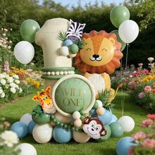 43 Pieces, Including 32-Inch Off-White Digital Numbers, Mini Giraffes, Zebras, Monkeys, And Large Lions, Suitable For Birthday Party Decorations For Ages 1–9, Baby Shower Decorations, Anniversary Decorations, And Photo Props, - View 12