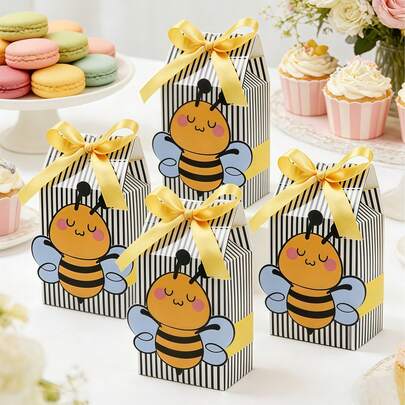 10 hộp quà tặng chủ đề ong, hộp đựng kẹo hình tổ ong có ruy băng, hộp quà sinh nhật chủ đề ong, hộp quà lưu niệm hình tổ ong, thích hợp cho tiệc sinh nhật chủ đề mùa hè, tiệc mừng em bé sắp chào đời, tiệc Hawaii.