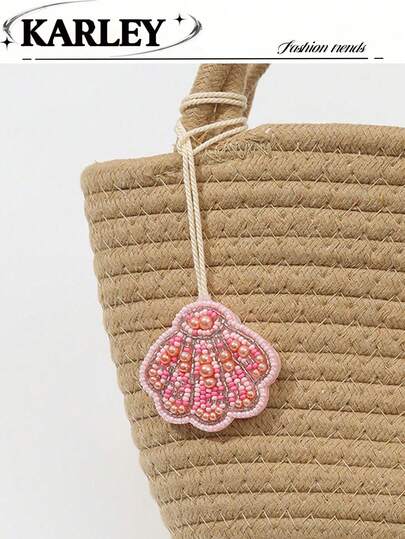 DIY Handmade Rice Bead Decor Accessories, Pink Shell Decoration, Bag Charm, Pendant Kawaii Vacation Essentials Bag Accessories