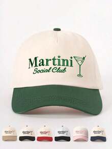 1 Women's Embroidered Baseball Cap With Martini Glass Pattern And Contrasting Colors, Adjustable Outdoor Casual Hat, Suitable Spring And Autumn Travel And Beach, Unisex - 棒球帽 - 查看 14