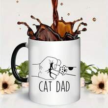 11 Oz Cat Dad Mug - Funny Cat Paw And "CAT DAD" Fist Design Ceramic Coffee Mug, Black Interior And Handle, Dishwasher And Microwave , Suitable As A Gift For Cat Lovers, Father's Day, Birthdays, Christmas - Novelty Tea/Cocoa Mug, Unisex, Father's Day Gift, Coffee Mug, Father's Day Mug, Coffee Mug, Halloween Mug, Father's Day Gift, Funny Coffee Mug, Father's Day Gift For Dad, Office, Halloween Mug, Father's Day Mug, Mug With Funny Quotes, Coffee Mug, Happy Father's Day, Father's Day Cup, Father's Day Gift, Coffee Mug, Halloween Coffee Mug, Father's Day Gift - 白色的 - 查看 8