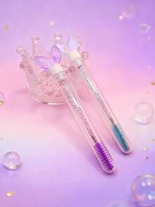 Bộ 1/2/3/5/7 chiếc cọ mascara hình đuôi nàng tiên cá hoạt hình dễ thương nhiều màu sắc, cọ kẻ lông mày, cọ chải mi, cọ trang điểm có ống đựng, đóng gói riêng lẻ, dụng cụ trang điểm du lịch. - Nhiều màu - Xem 2