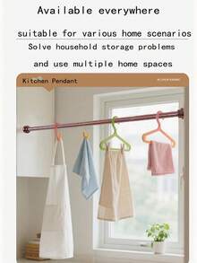 1pc Stainless Steel Telescopic Shower Curtain Rod, No Drilling Required, Curtain Rod, Closet Rod, Tension Rod, Clothes Drying Rod, Suitable For Bathroom, Living Room, Balcony, Partition, Door Curtain, Kitchen, Bathroom Accessories - Telescopic Pole - View 6