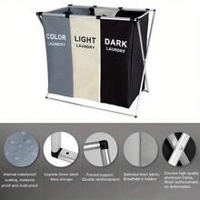 Multifunctional 3-Tier Folding Laundry Basket For Home Storage - 3 Divisórias - View 9