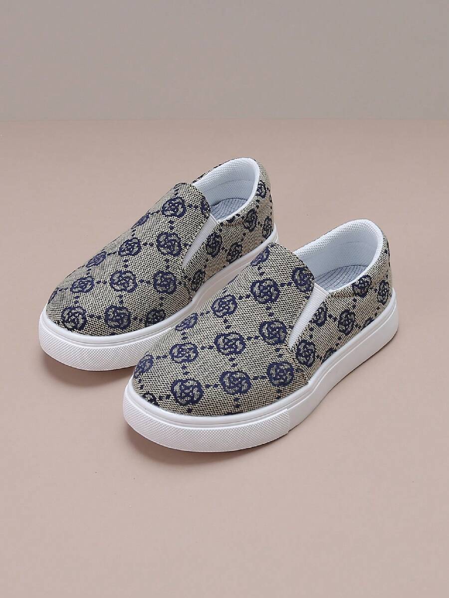 儿童休闲玫瑰图案时尚套脚运动鞋 - 藍色 - 查看 1