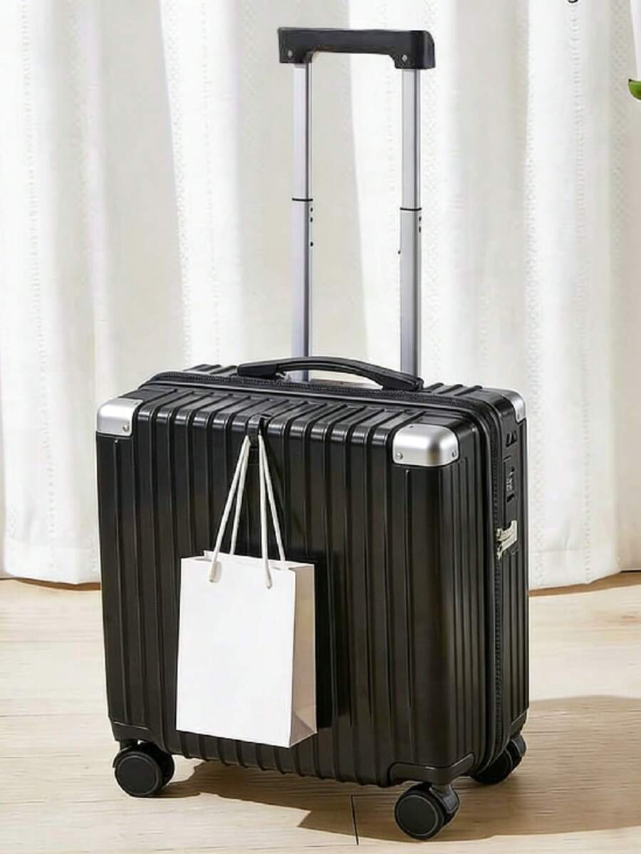 Equipaje de mano de 18 pulgadas de moda, maleta ligera con ganchos, práctica y elegante, adecuada para hombres y mujeres - Negro - Ver 1