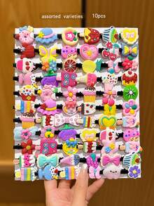 10个随机款式可爱黑色发夹，适合日常使用 - 彩色 - 查看 1