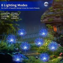 4 件套太阳能烟花灯 - 420 颗 LED 灯珠，8 种模式，自动黄昏到黎明，记忆功能，适用于花园、小径、走道、派对和婚礼装饰 - 星星 - 查看 10