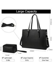 多功能手提包/笔记本电脑包/防水轻便皮革公文包，适用于15.6英寸笔记本电脑，商务办公公文包，大容量手提包/单肩包，专业办公工作包，带手拿包 - 彩色 - 查看 6