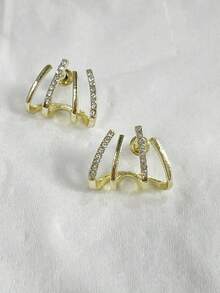 1 Đôi bông tai bạc 4 chấu hình cào, đính đá Zirconia siêu nhỏ, bông tai cô dâu lấp lánh thanh lịch, quà cưới, phụ kiện cho phù dâu, thích hợp cho lễ cưới tại nhà thờ/tiệc cưới/chụp ảnh cưới. - Nhiều màu - Xem 6