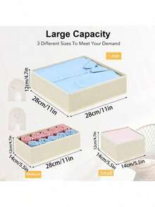 12件套抽屉收纳盒及整理盒 - 4个大号、4个中号、4个小号，可折叠无纺布抽屉分隔盒，适用于衣柜、橱柜、婴儿服装收纳 - 彩色 - 查看 18