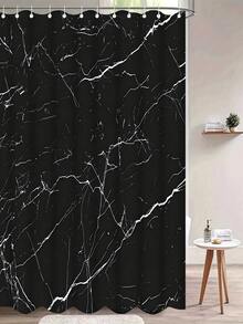 Bộ 4 món đơn giản, sang trọng, họa tiết vân đá cẩm thạch, gồm rèm tắm, thảm tắm, thảm chữ U và tấm phủ bồn cầu, 12 móc nhựa, kích thước 71*71 inch. - A - Xem 15