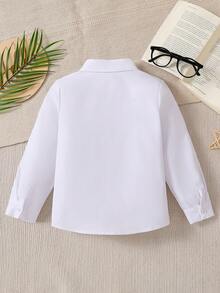 女童新款秋冬长袖衬衫，开学礼物，女童正装休闲衬衫，白色女式衬衫 - 白色 - 查看 2