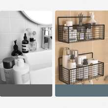 1/2/3件套浴室收纳架，防水整理架，浴室马桶盥洗台用品洗衣机侧边收纳架 - 黑色 - 查看 4