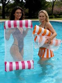Inflatable Water Hammock Lounger - Durable PVC Material, Foldable Striped Inflatable Pool Float, Suitable For Pool Party And Summer Gift - Multicolor - View 4
