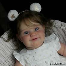 NPK 60厘米 Maddie 重生娃娃，人气女孩娃娃，棕色植发，柔软可拥抱的身体，高品质娃娃 - 布身體 - 查看 2