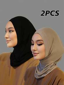 1 件女士时尚纯色穆斯林头巾，优雅舒适方便水晶亚麻头巾，适合日常户外防晒 - 水晶麻方便頭巾 - 查看 15