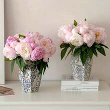 1pc Blue And White Porcelain Vases, Retro Home Decoration Vases, Adding French Country Elegance To The Home, Gifts, Home Decoration Ornaments, Flower Arrangement Art - Blue and White - 查看 6