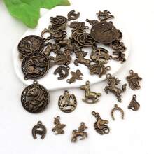 28/48 PCS Random Mixed Horse-Shaped Pendants, Vintage Alloy Horse Series Charms For Necklace, Bracelet And Earring Jewelry Making - A5668- - View 4