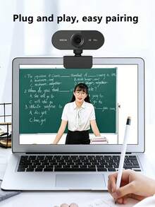 1080P全高清网络摄像头，带麦克风，USB即插即用电脑摄像头，可调节底座，适用于台式机/笔记本电脑，支持视频通话 - 黑色 - 查看 9