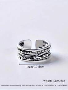 Vintage Creative Metal Hollow Out Twisted Adjustable Ring, Simple Unique Design For Men And Women, Daily Wear Party Ring, Statement Ring - Silver - View 2