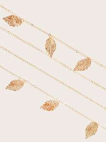 1pc Metal Leaf Eyeglass Chain, Minimalist Anti-Slip Anti-Drop Anti-Crash Eyeglass Lanyard, Eyeglass Frame Accessory, Gift Option, Can Also Be Used As Mask Chain - Gold - View 2