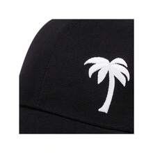 1顶棕榈树刺绣网眼棒球帽，夏季沙滩帽 - 黑色 - 查看 2