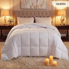 Comforter Duvet Insert Quilted Comforter with Corner Tabs Box Stitched Down Alternative Comforters Queen Size White - Blanco - Ver 4