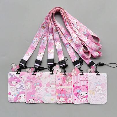 SANRIO Giá đựng thẻ xe buýt cứng hình hoạt hình Anime, in chuyển nhiệt, thẻ sinh viên/thẻ đeo cổ/thẻ ID.