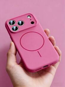 1 ốp lưng điện thoại silicon lỏng mờ tối giản có nam châm, tương thích với iPhone 17 AIR 16 15 14 13 12 Pro Max Plus, hỗ trợ sạc không dây. - Hoa hồng đỏ - Xem 5