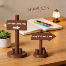 SHAMLESS 1:12 Scale Outdoor Camping Game Road Sign Model, Campsite Entrance/Outdoor Game Area Directional Arrow Sign Pole, Suitable For Dollhouse Outdoor Scene, Mini Camping Decor, DIY Micro Landscape Props - Direction Arrow Post_1pc - View 12
