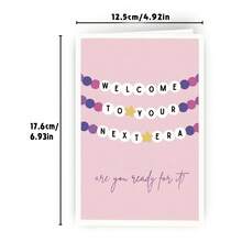 1Pc Pink Taylor Cartoon Graduation Card With Colorful Text - Perfect Birthday Gift For Friends And Family, Unique Small Business Thank You Note, Creative Graduation Keepsake - View 3