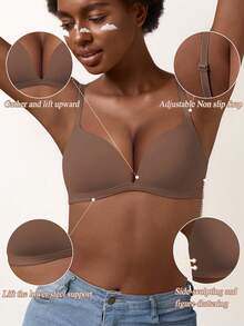Women's Push-Up Bra - All-Day Support, Lift, Seamless Fit - Mocha Brown - View 4