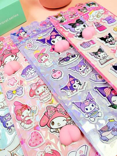 卡通动物贴纸，创意趣味装饰贴纸，适合女孩、学习用品、DIY相册、手机、礼品配件 - 封口、糖果贴纸、贴纸簿、手机壳贴纸、密封糖果贴纸、钥匙扣贴纸、掉落糖果贴纸、铅笔盒贴纸、韩式、封口 > 棉花糖掉落晒伤小猫可爱毛绒贴纸